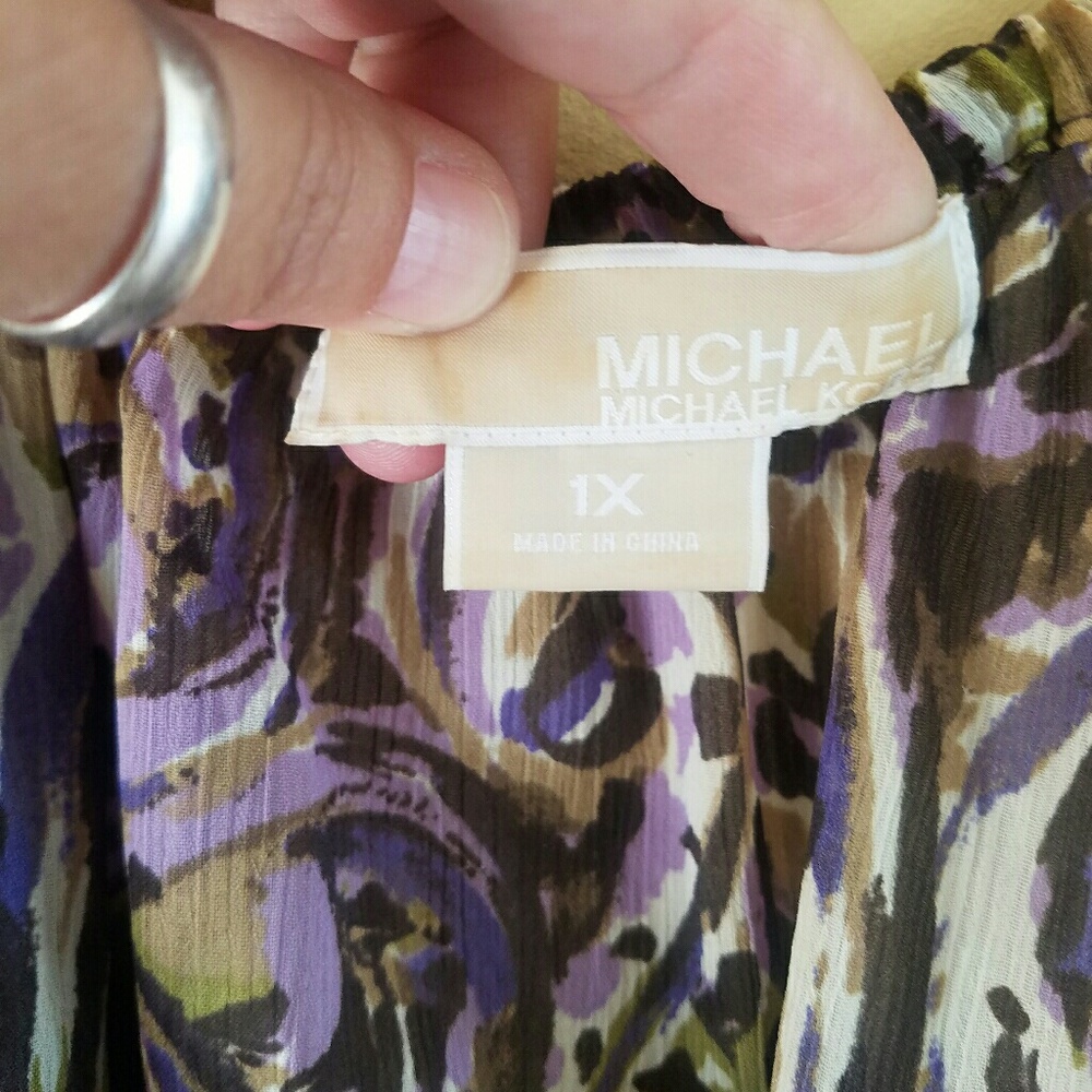 Michael Kors Purple, Brown & Cream Paisley Peasant Blouse - Picture 2 of 6